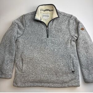 Orvis Gray Men's Sweater 1/4 zip pullover Sherpa lined size xl
